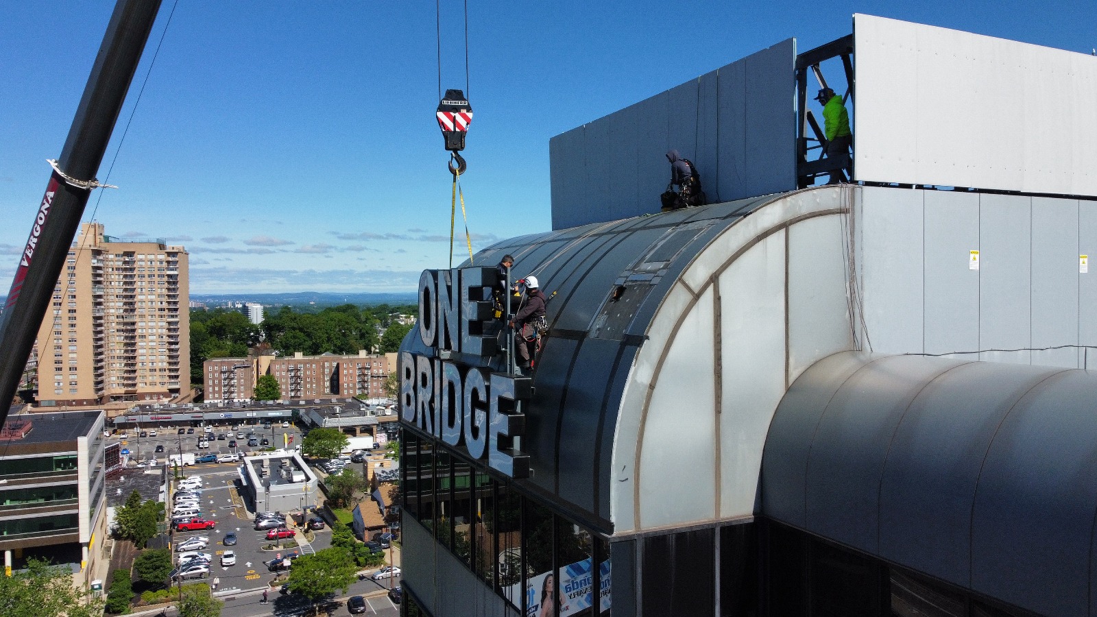 ONE BRIDGE CHANNEL LETTERS SIGN HIGH RISE